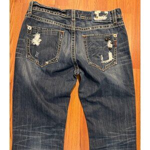 MEK Denim Antwerp Straight Jeans Mens 38x34 Dark Distressed Pants Grunge